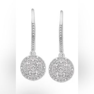 Diamond Circle Leverback Drop Earrings (1/4 ct. tw) in Sterling Silver, Macy's